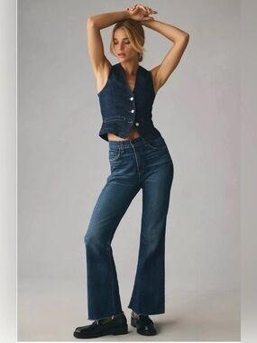 NEW ASKK NY the Geek Crop Flare Jeans in 28 in Auburn